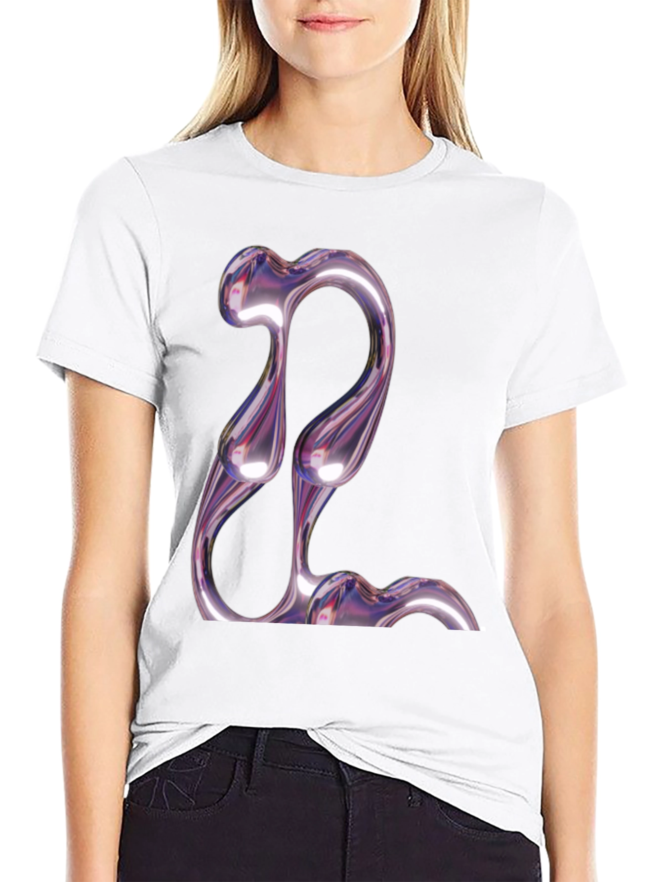 Abstract Chrome Graphic Tee - Modern Style