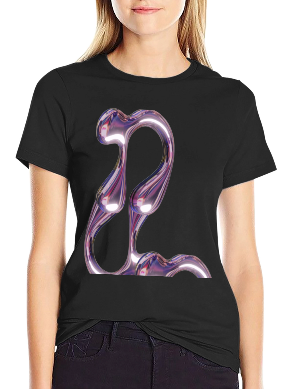 Abstract Chrome Graphic Tee - Modern Style