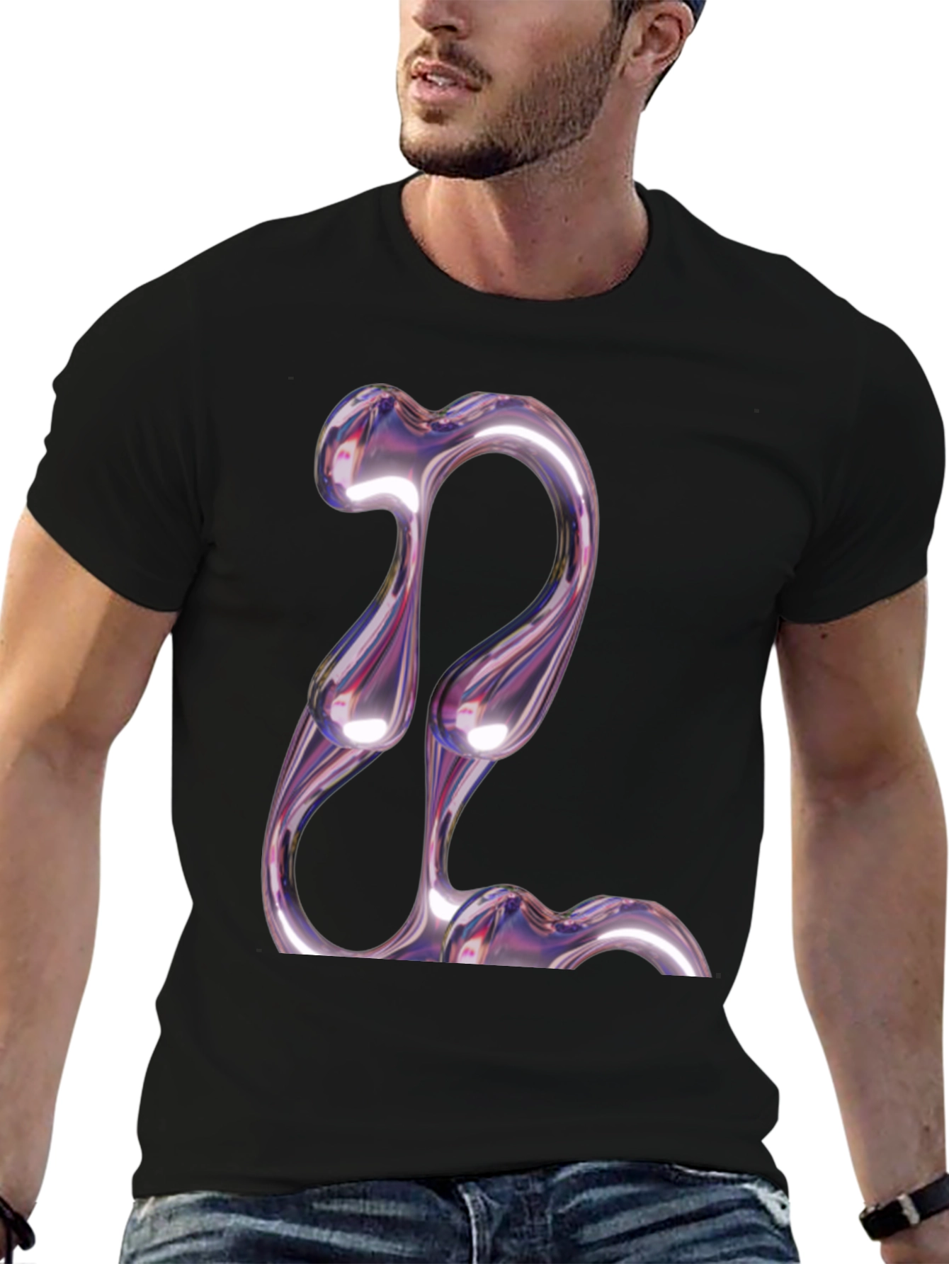 Abstract Chrome Graphic Tee - Modern Style