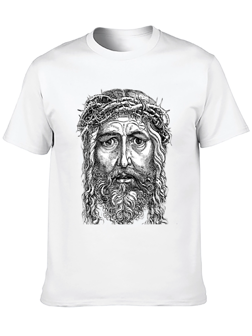 Jesus Portrait Graphic T-Shirt - Black Cotton Blend