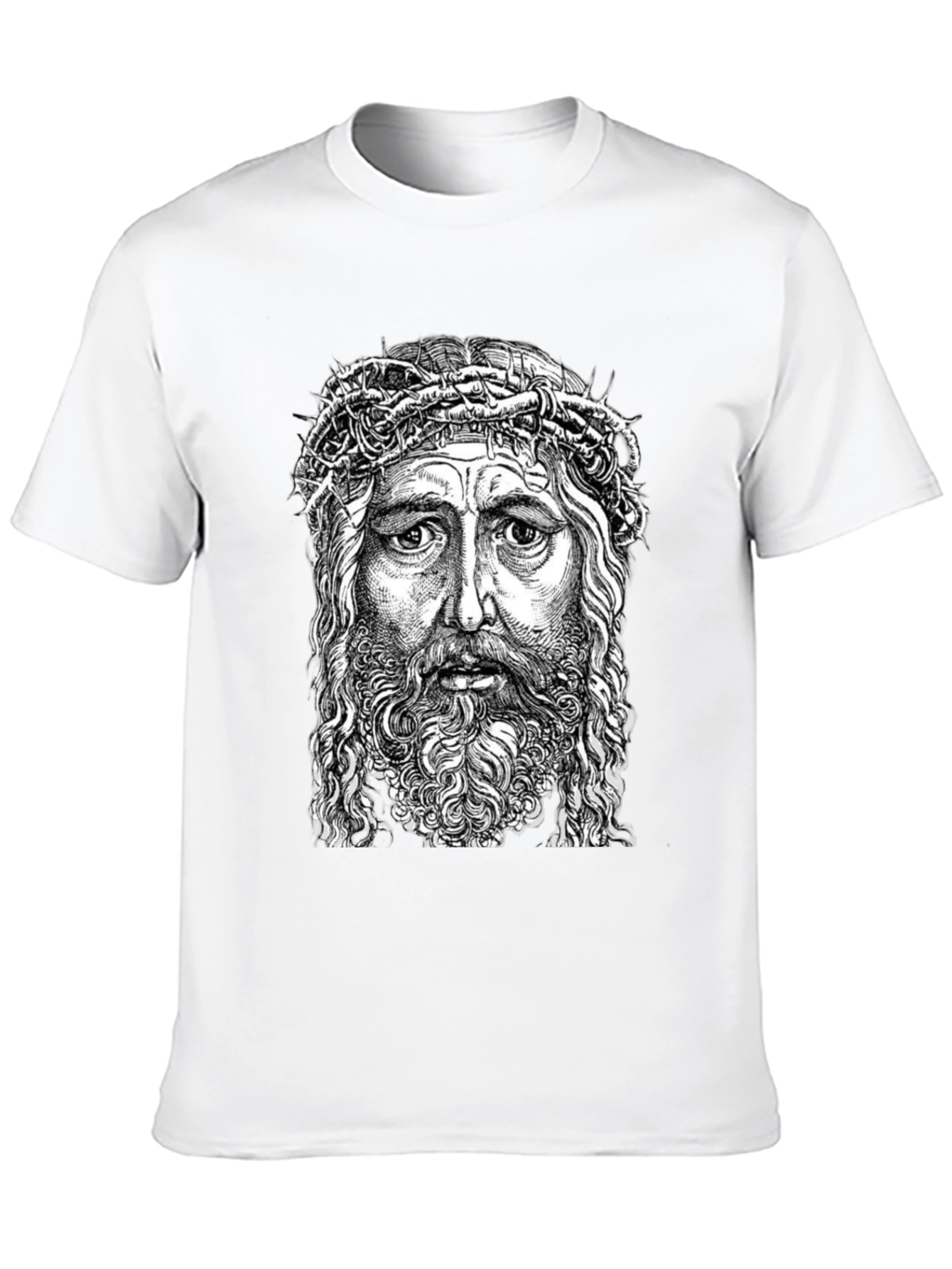 Jesus Portrait Graphic T-Shirt - Black Cotton Blend