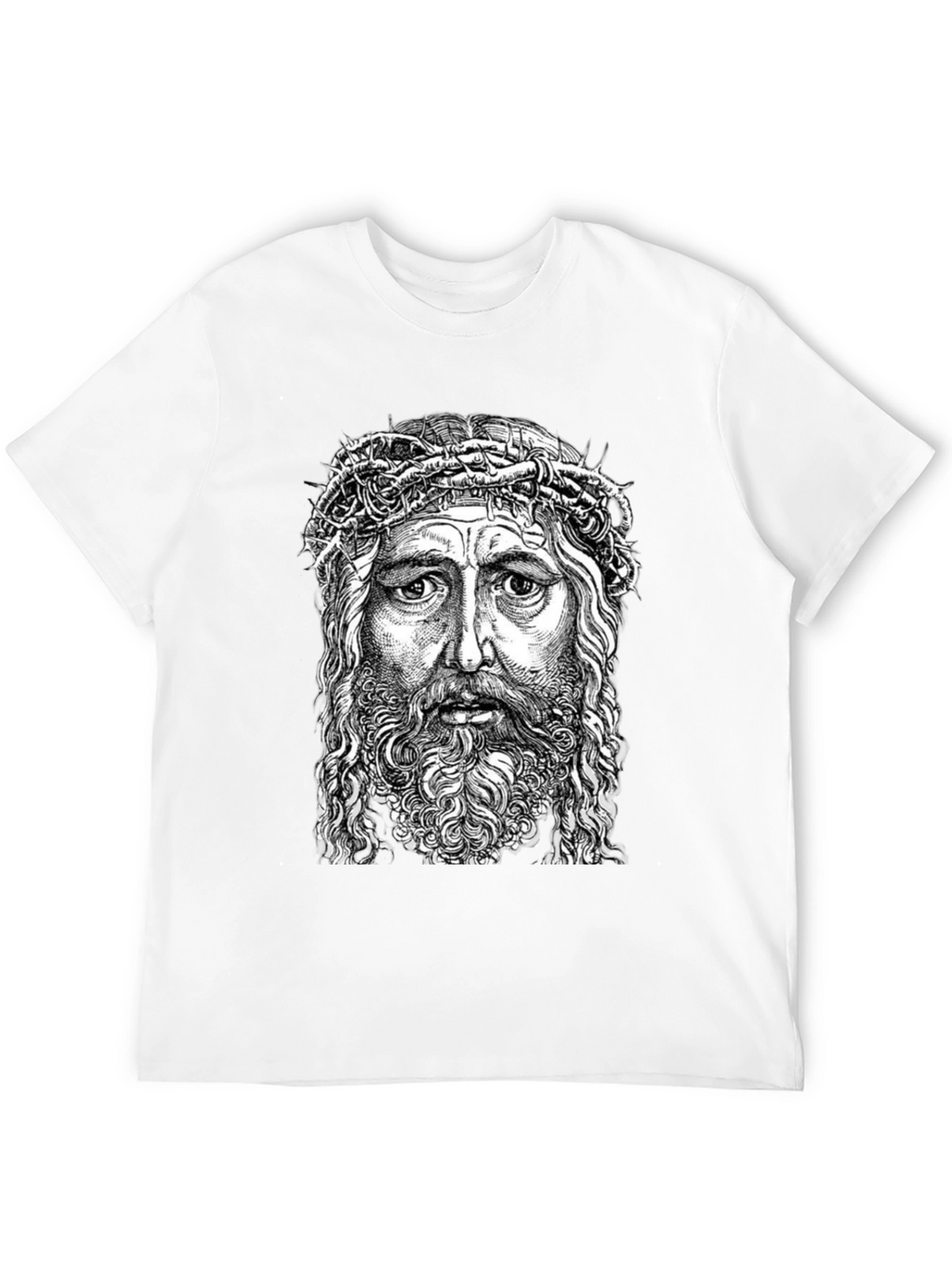 Jesus Portrait Graphic T-Shirt - Black Cotton Blend