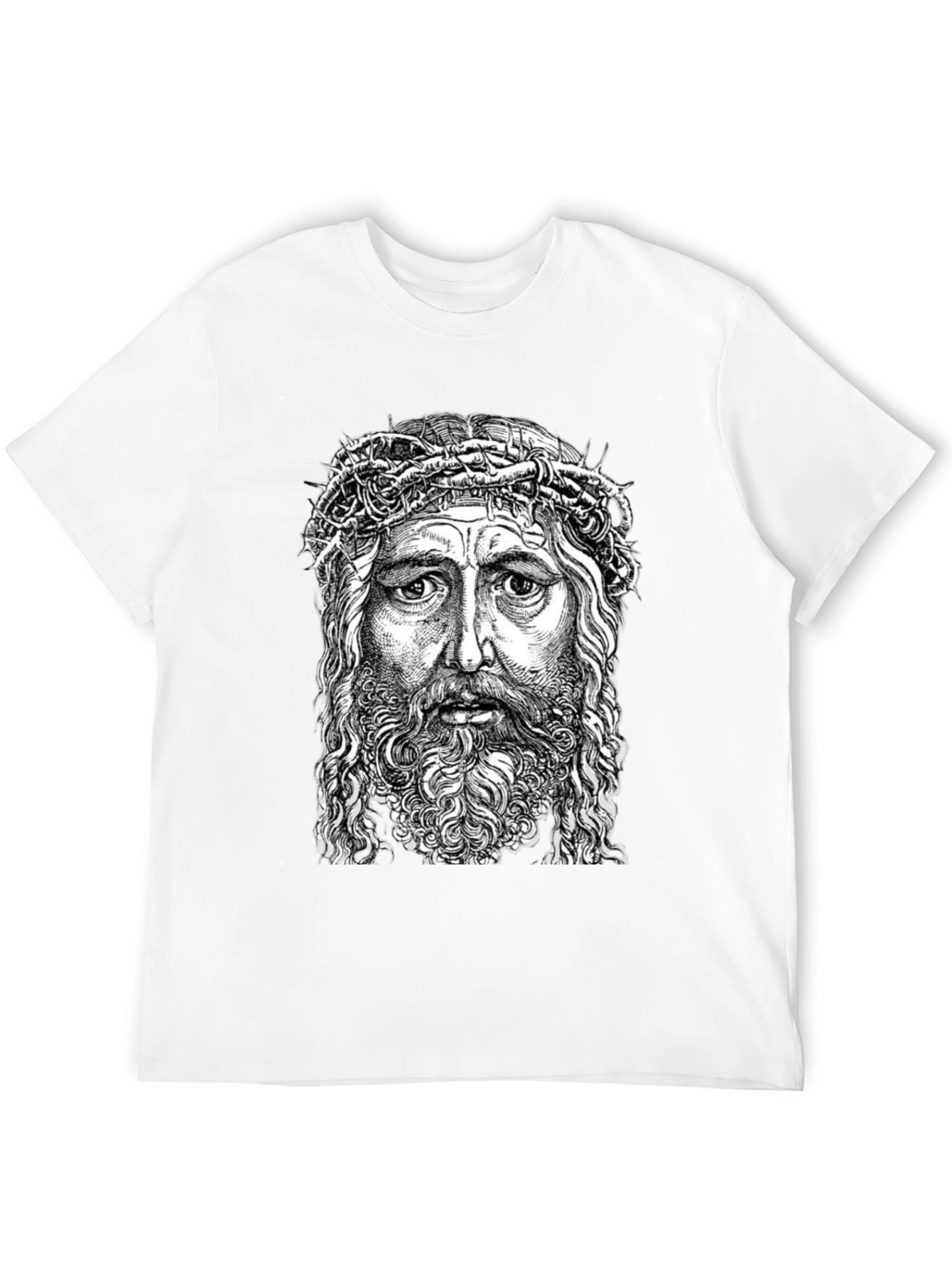 Jesus Portrait Graphic T-Shirt - Black Cotton Blend