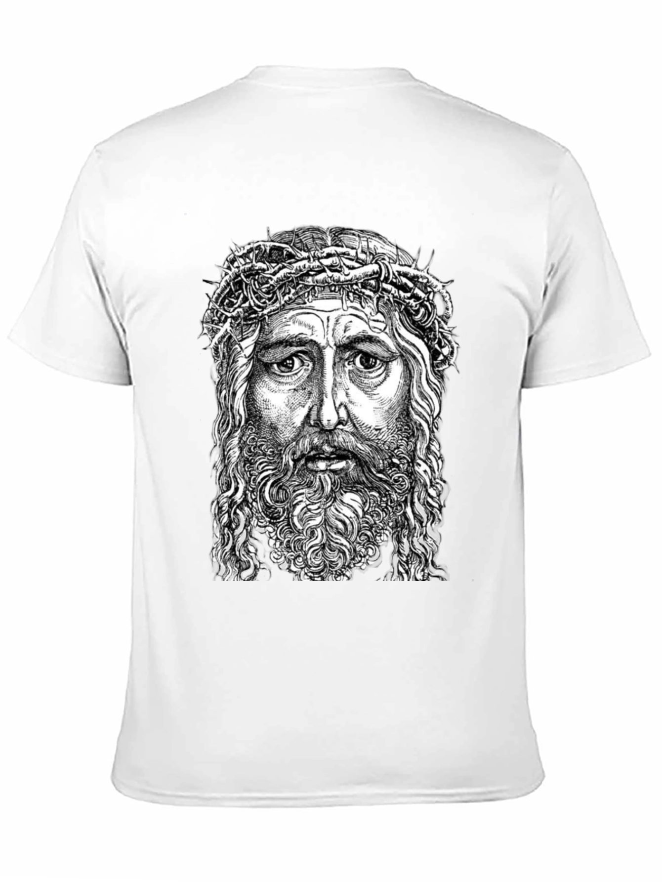 Jesus Portrait Graphic T-Shirt - Black Cotton Blend