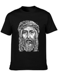 Jesus Portrait Graphic T-Shirt - Black Cotton Blend