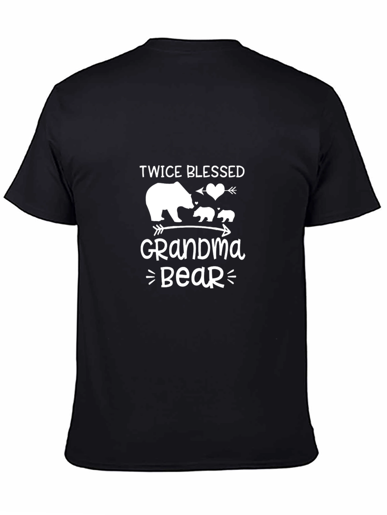 Twice Blessed Grandma Bear Black Graphic Tee