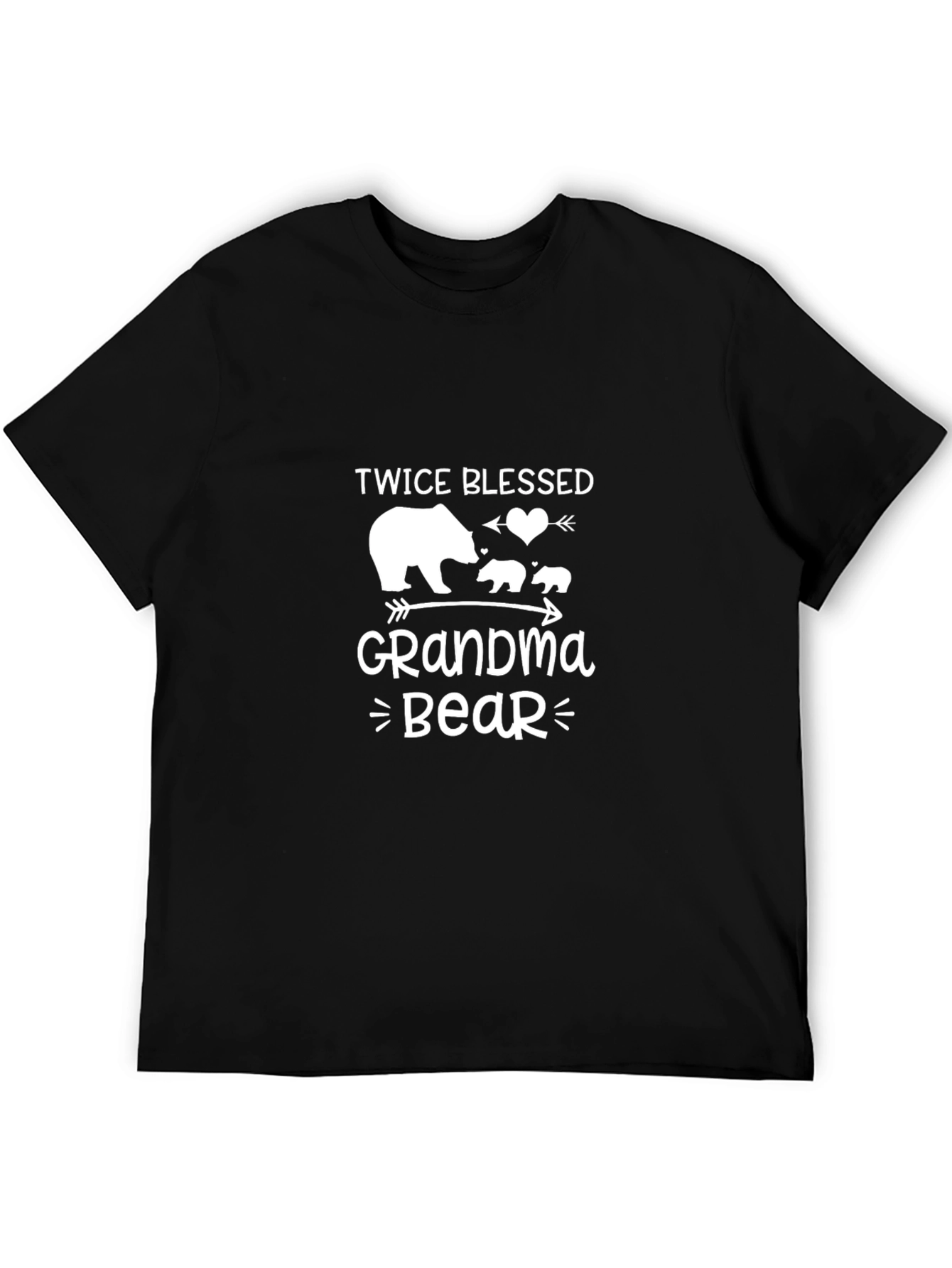 Twice Blessed Grandma Bear Black Graphic Tee