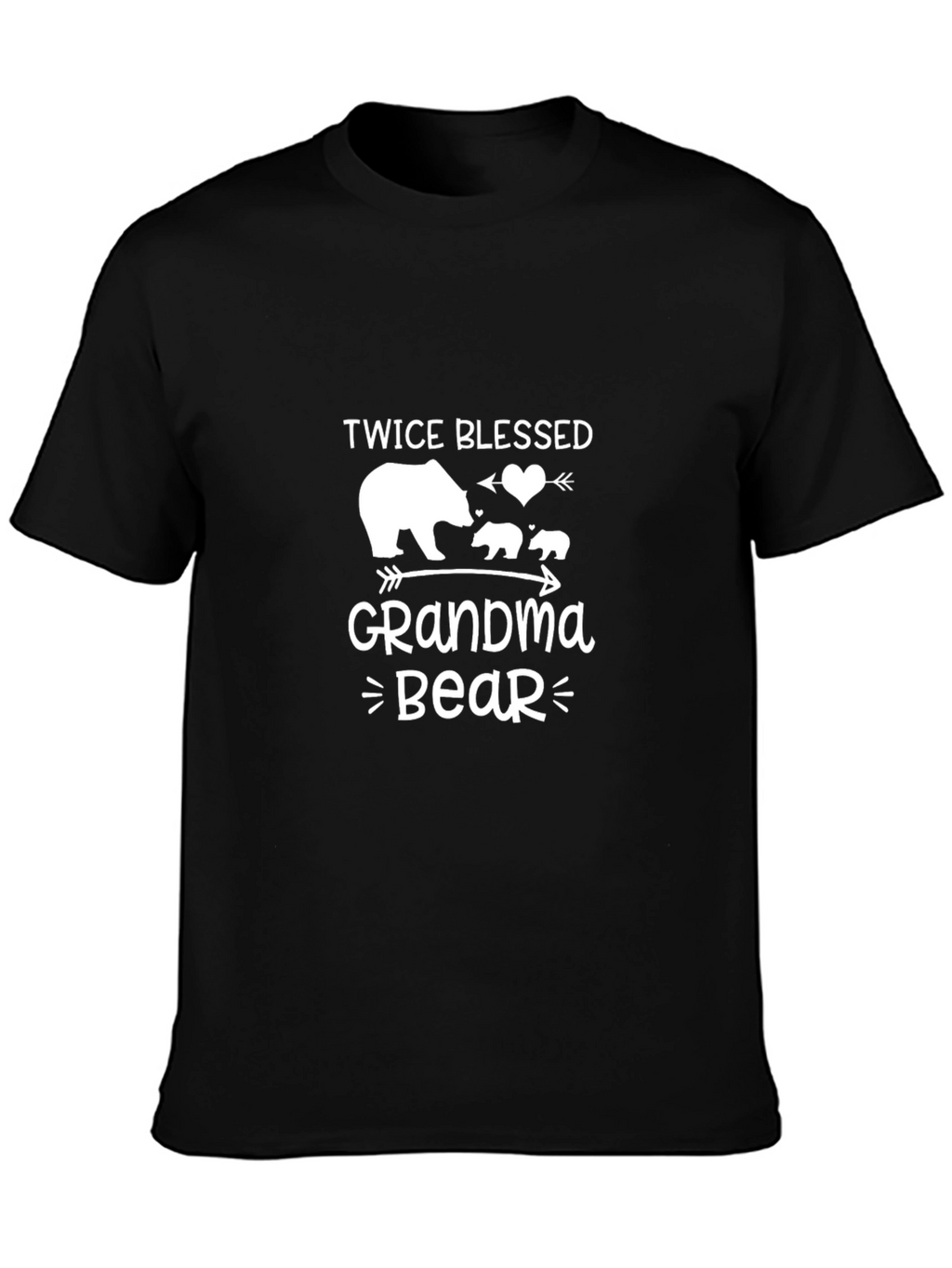 Twice Blessed Grandma Bear Black Graphic Tee