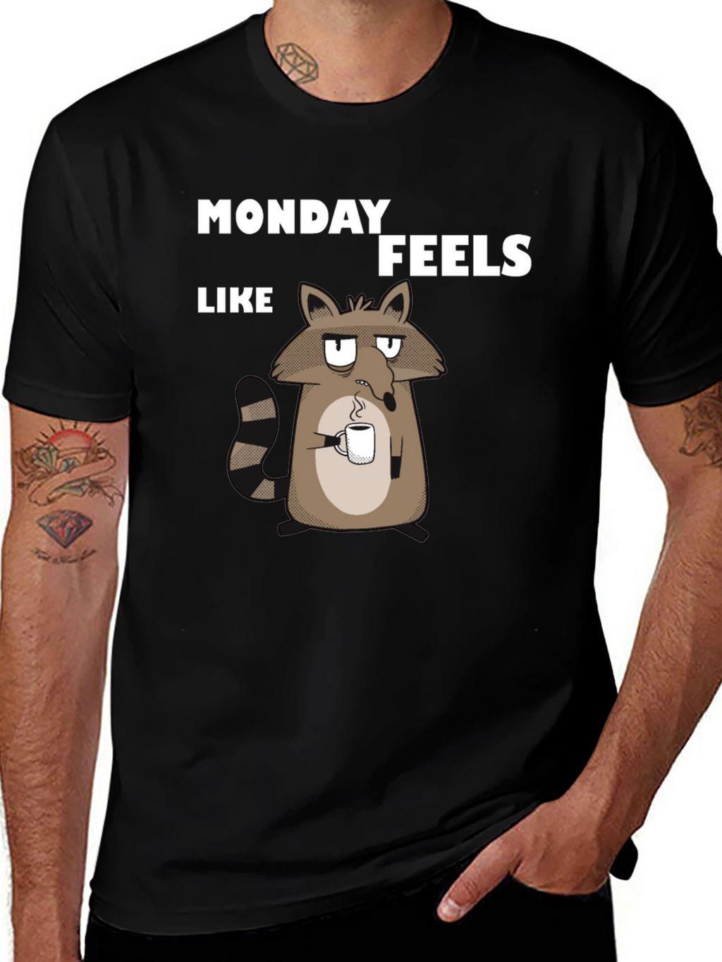 Monday Feels Raccoon T-Shirt - Funny Graphic Tee