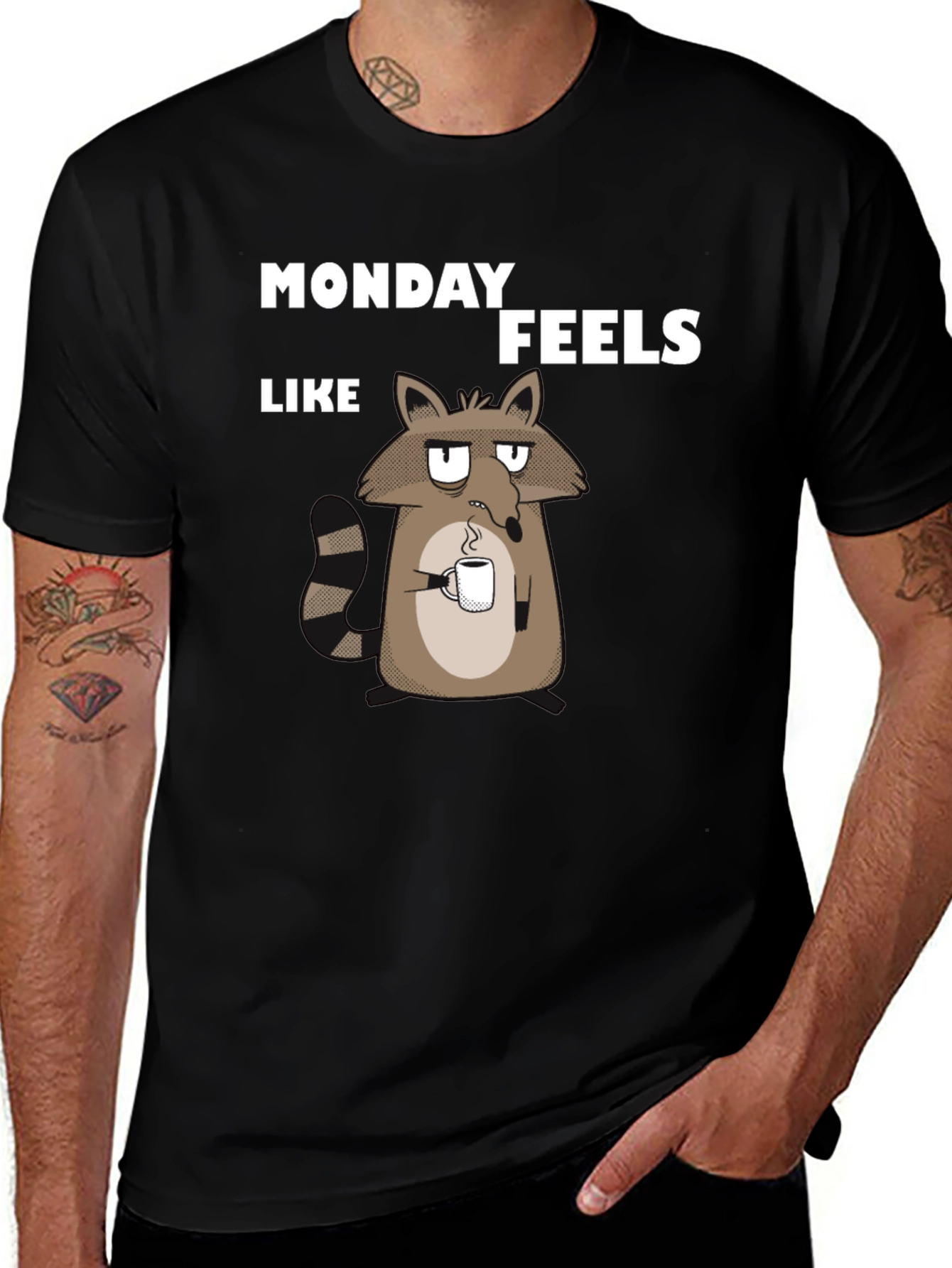 Monday Feels Raccoon T-Shirt - Funny Graphic Tee