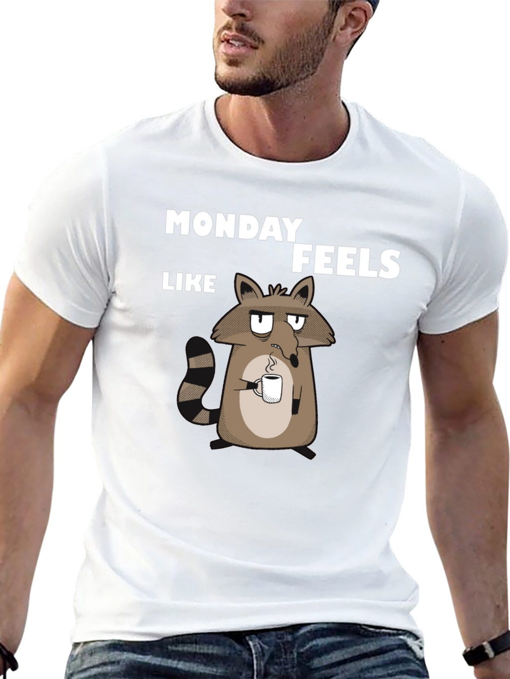 Monday Feels Raccoon T-Shirt - Funny Graphic Tee