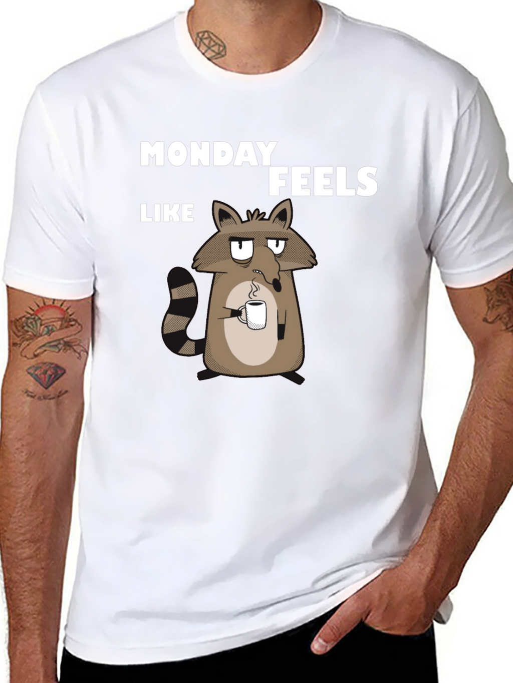 Monday Feels Raccoon T-Shirt - Funny Graphic Tee