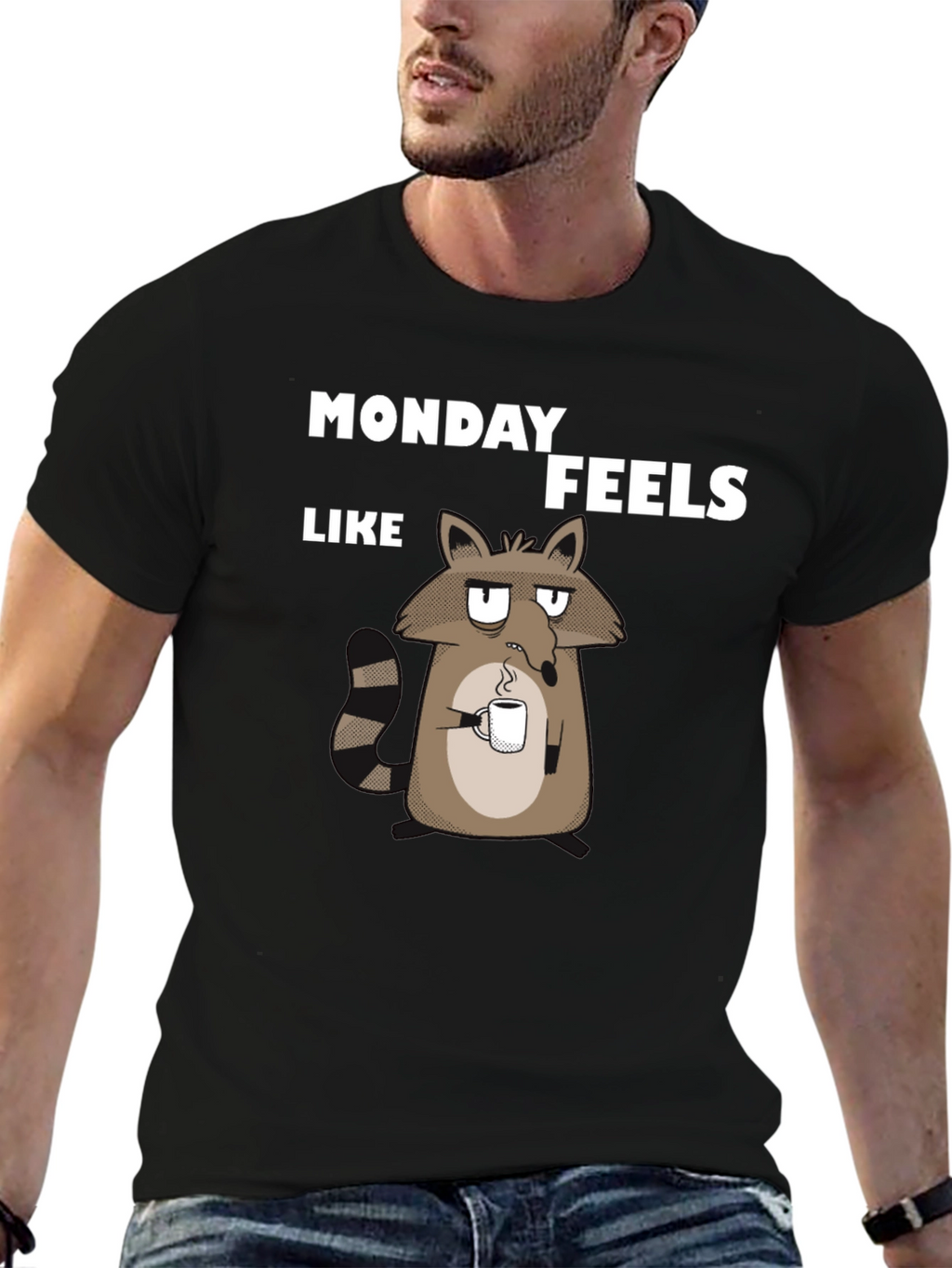 Monday Feels Raccoon T-Shirt - Funny Graphic Tee