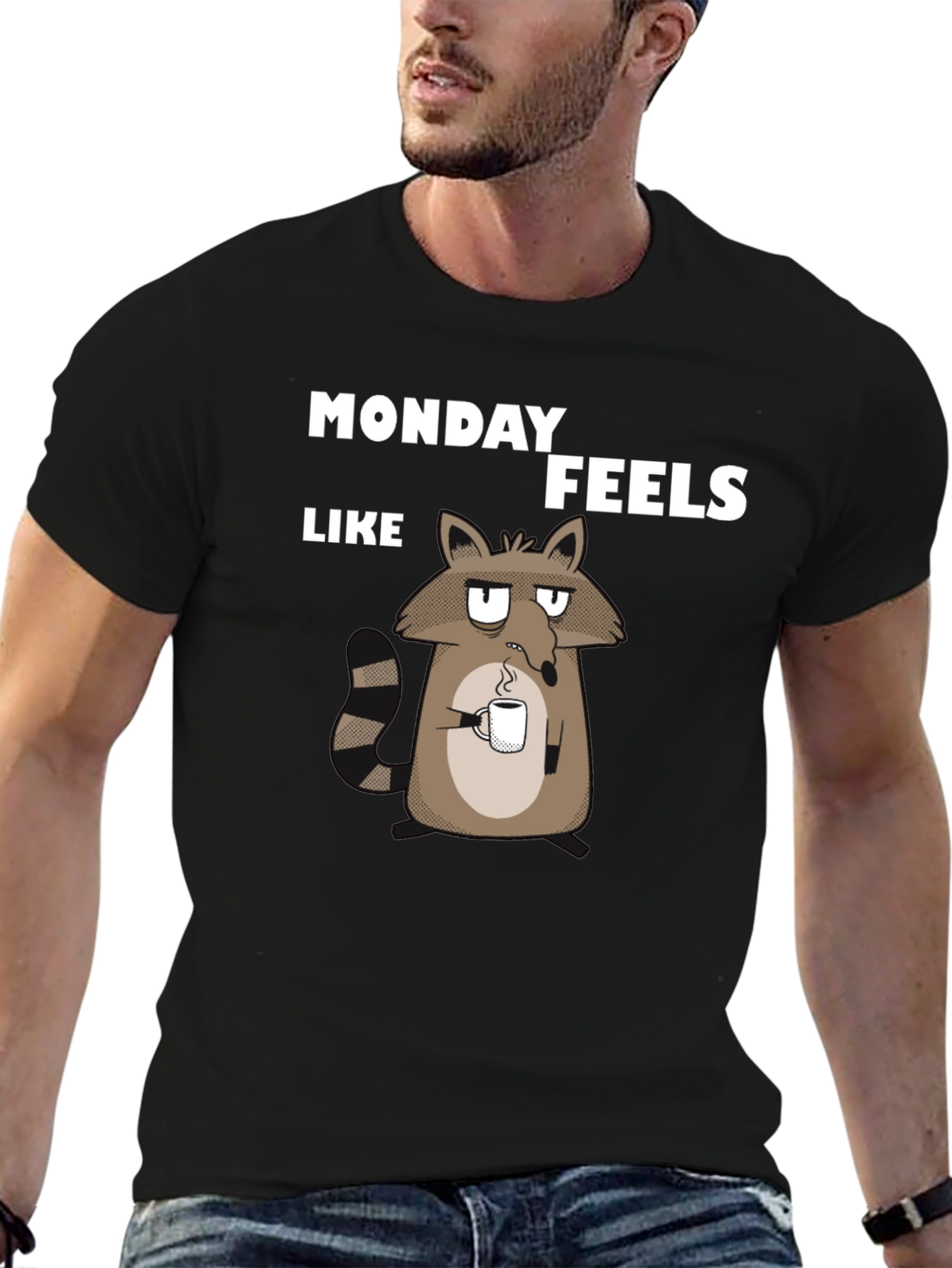 Monday Feels Raccoon T-Shirt - Funny Graphic Tee