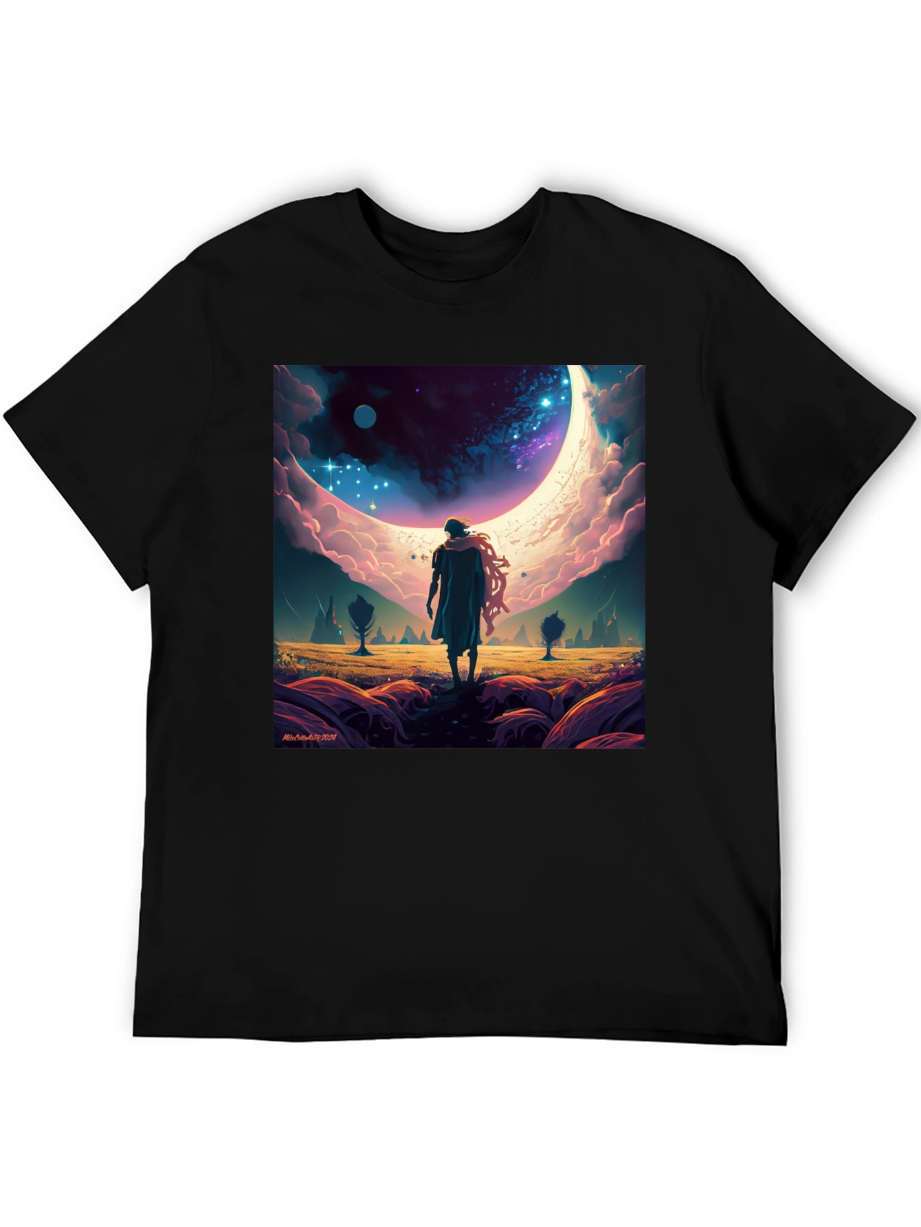 Cosmic Dreamscape Graphic Tee - Black
