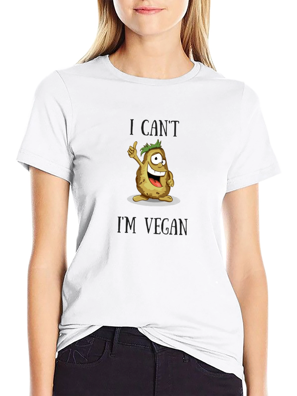 Vegan Potato Graphic T-Shirt - I Cant Im Vegan