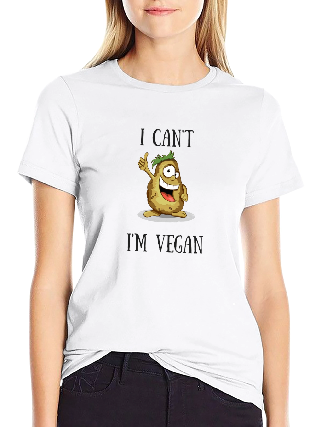 Vegan Potato Graphic T-Shirt - I Cant Im Vegan