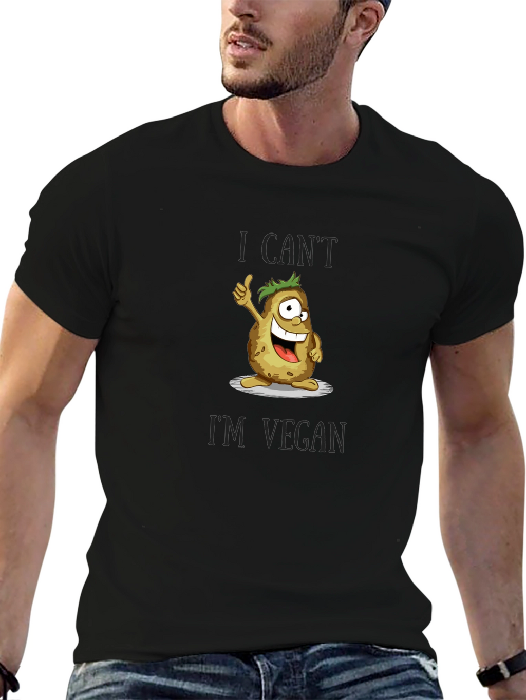 Vegan Potato Graphic T-Shirt - I Cant Im Vegan