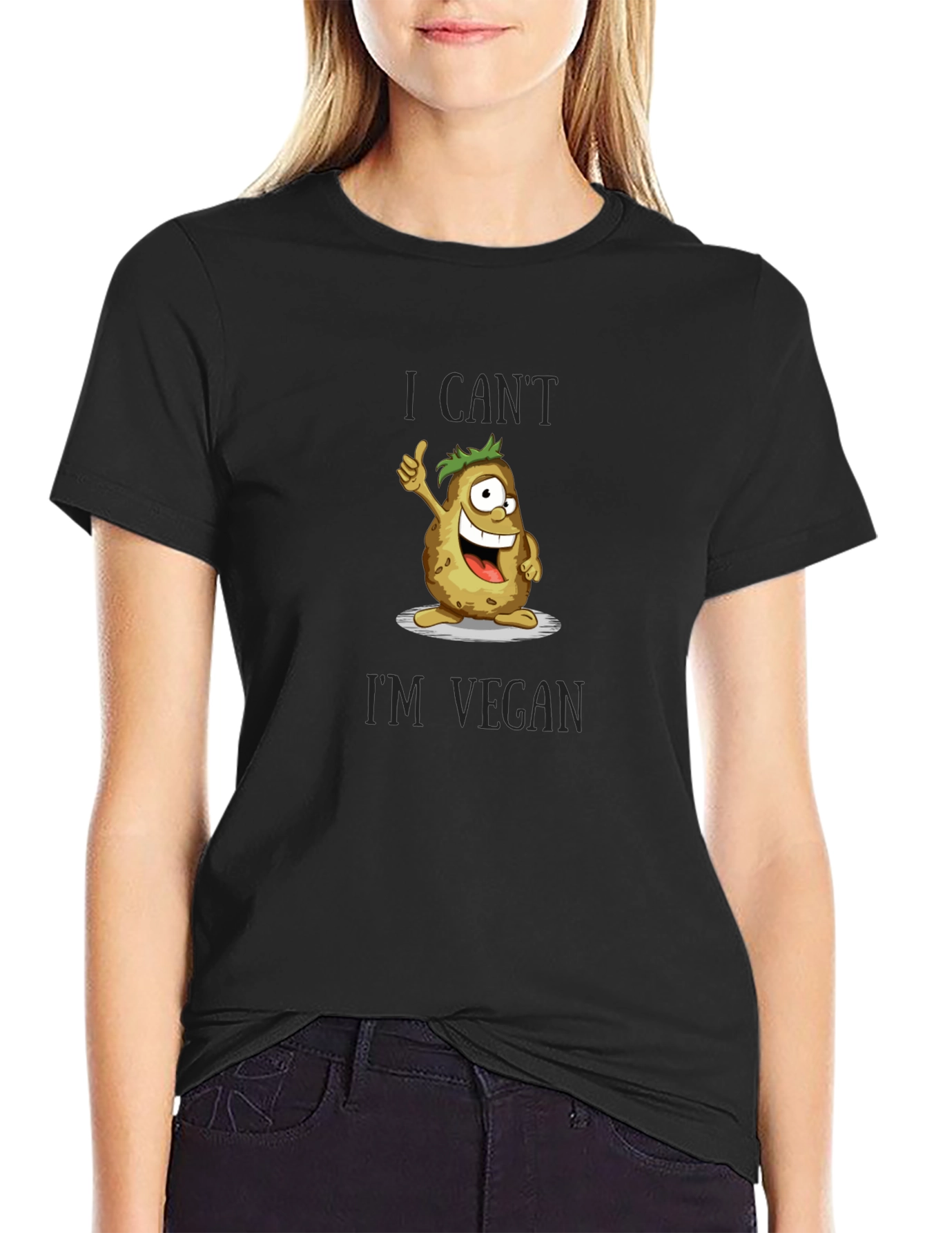 Vegan Potato Graphic T-Shirt - I Cant Im Vegan