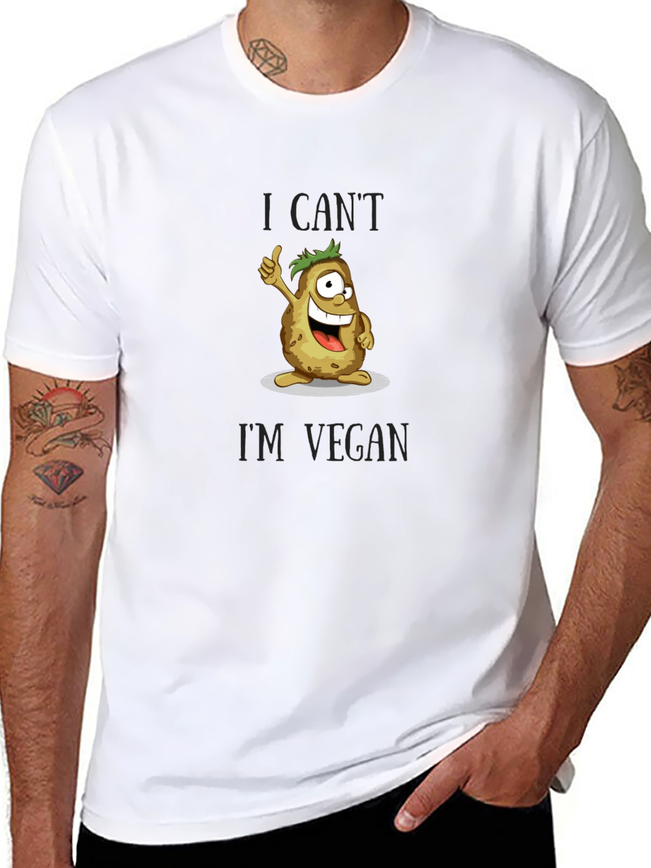 Vegan Potato Graphic T-Shirt - I Cant Im Vegan
