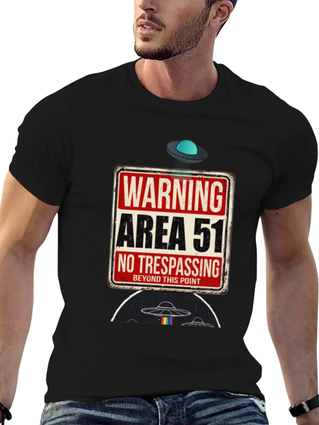 Area 51 Graphic Tee - Novelty Alien UFO T-Shirt