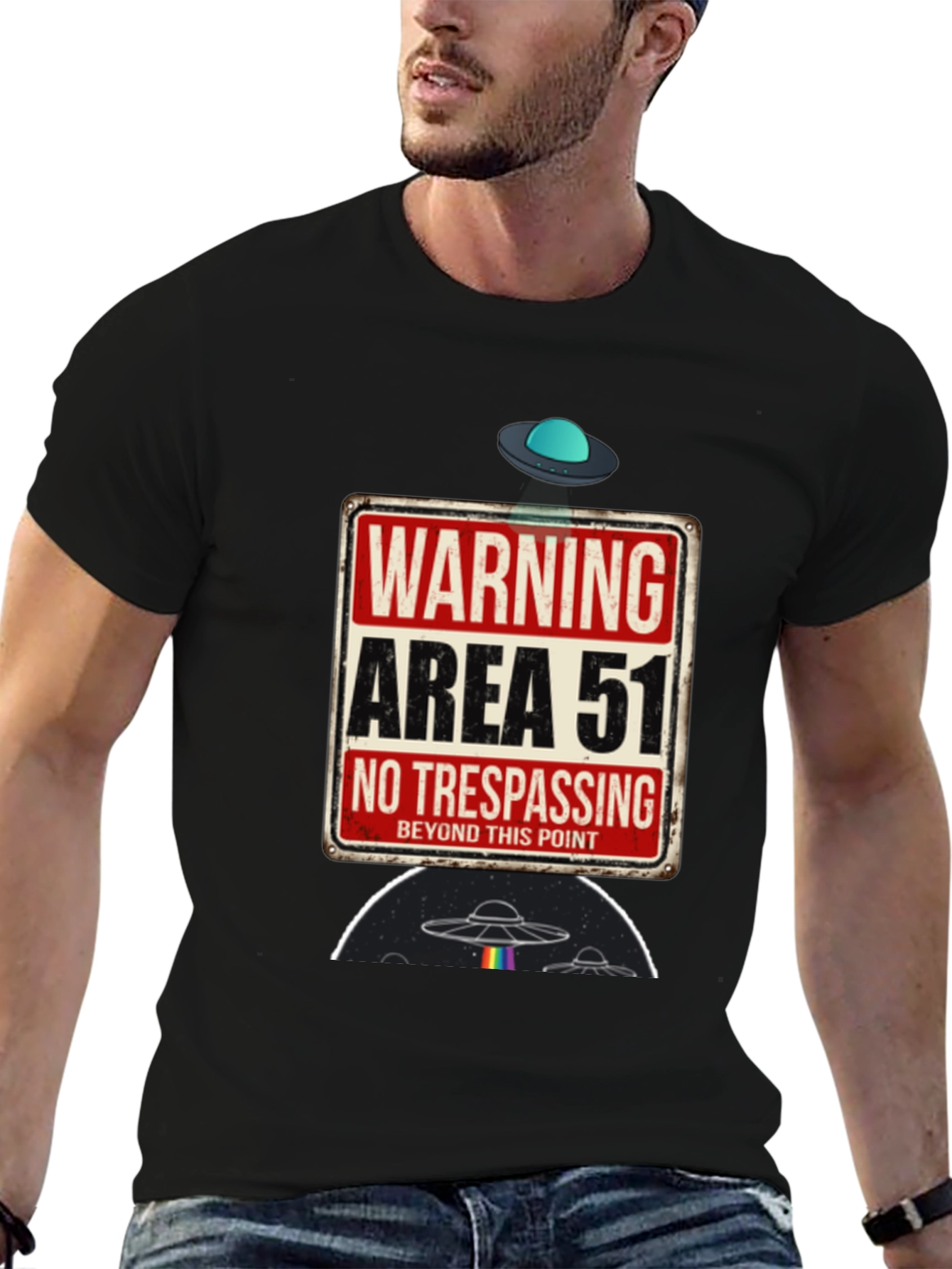 Area 51 Graphic Tee - Novelty Alien UFO T-Shirt