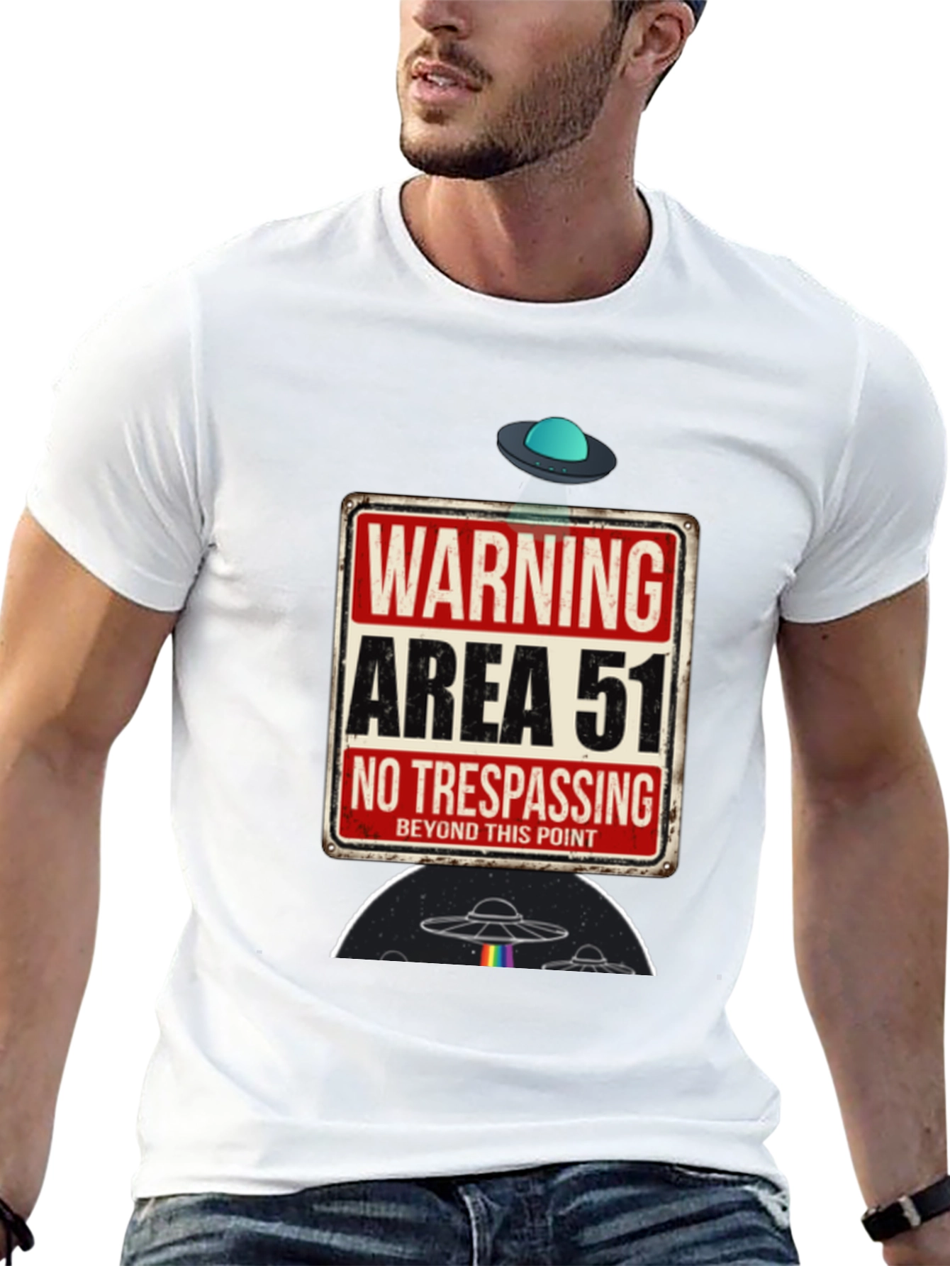 Area 51 Graphic Tee - Novelty Alien UFO T-Shirt