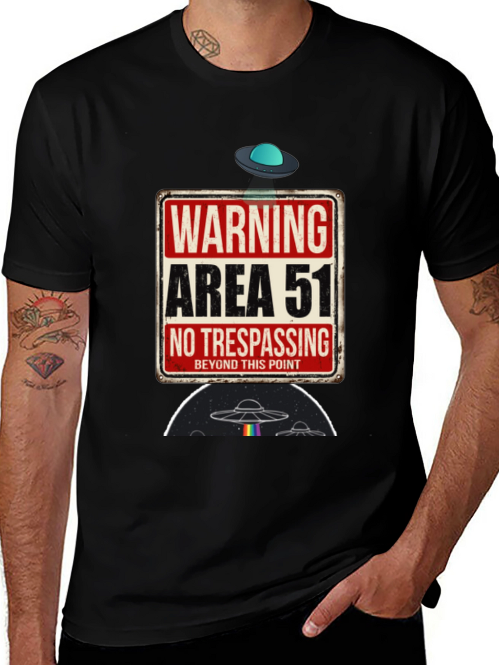 Area 51 Graphic Tee - Novelty Alien UFO T-Shirt