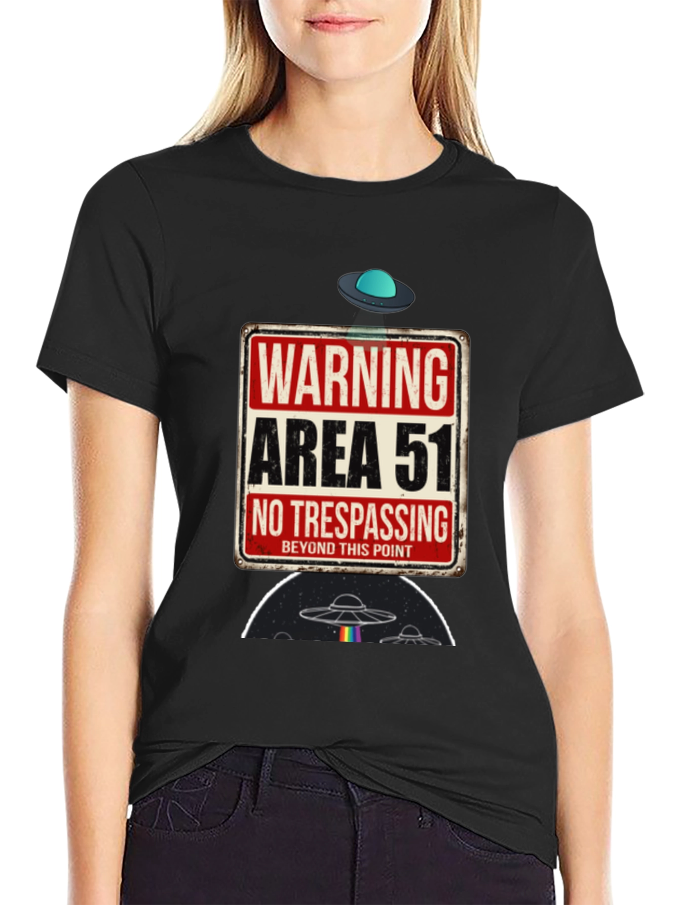 Area 51 Graphic Tee - Novelty Alien UFO T-Shirt