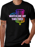 Watch Me Hit This Tree T-Shirt Disc Golf Rainbow