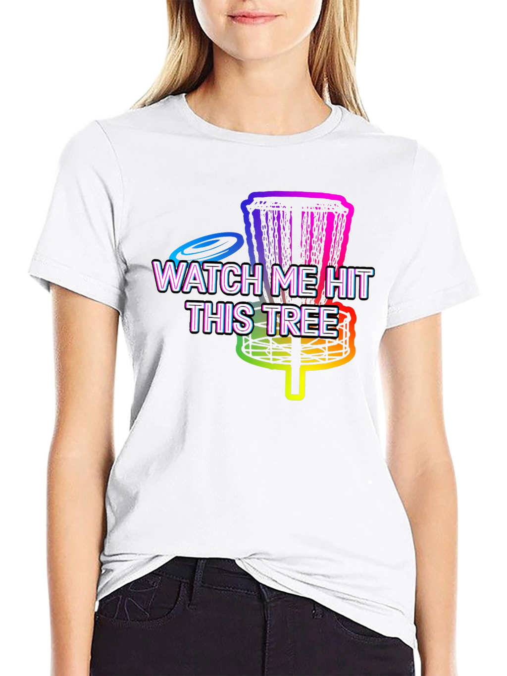 Watch Me Hit This Tree T-Shirt Disc Golf Rainbow