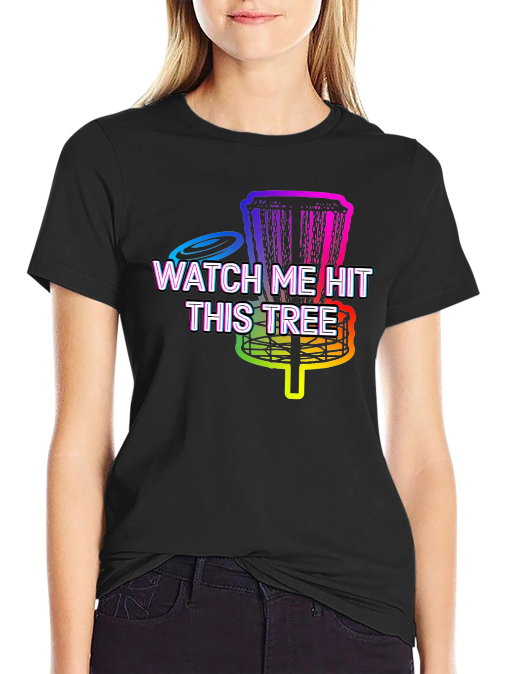 Watch Me Hit This Tree T-Shirt Disc Golf Rainbow