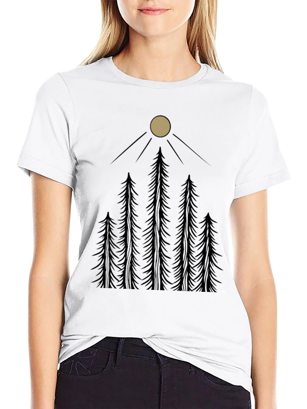 Forest Moon Graphic Tee - Black Cotton
