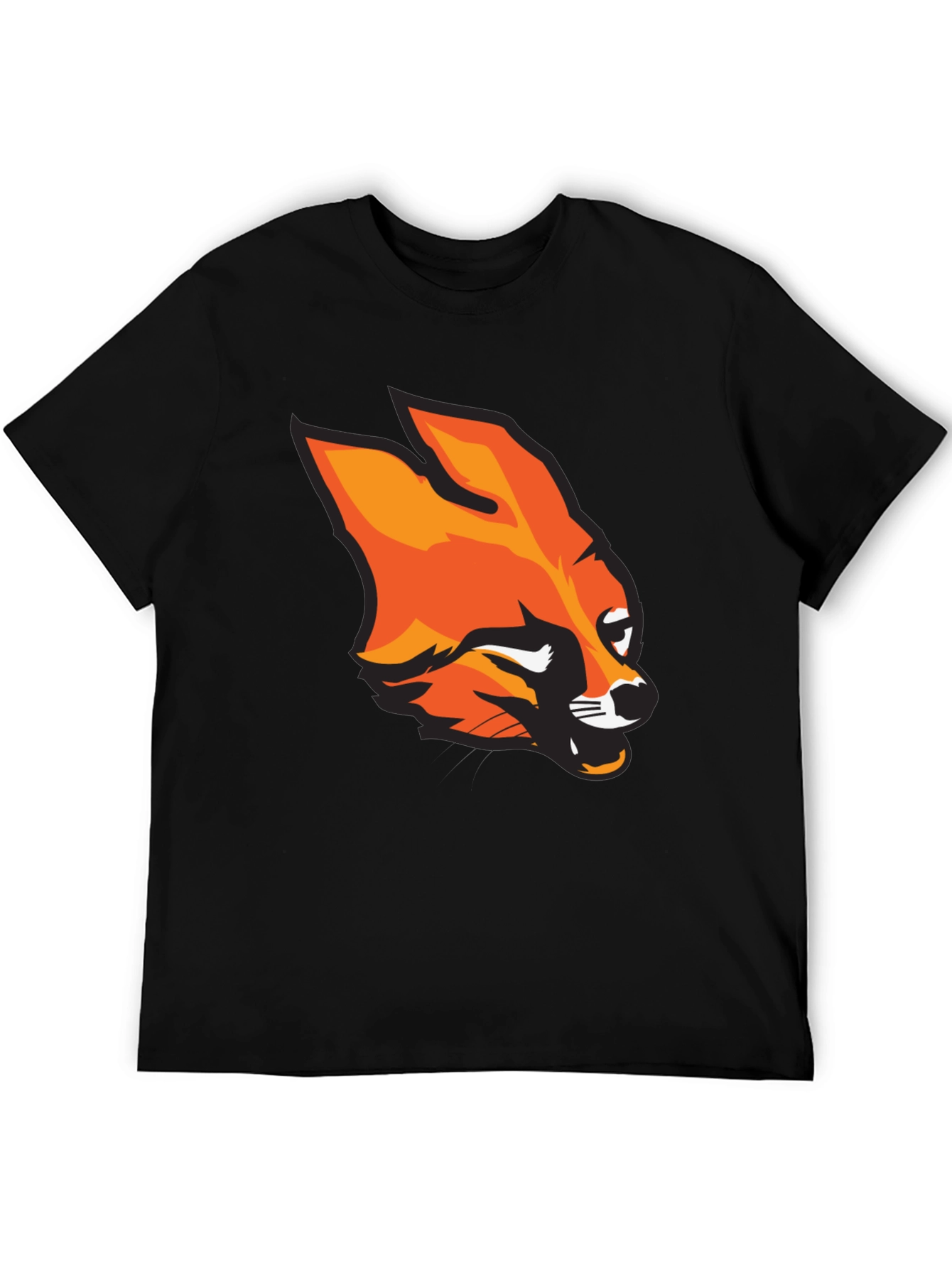 Mens Black T-Shirt with Bold Fox Graphic