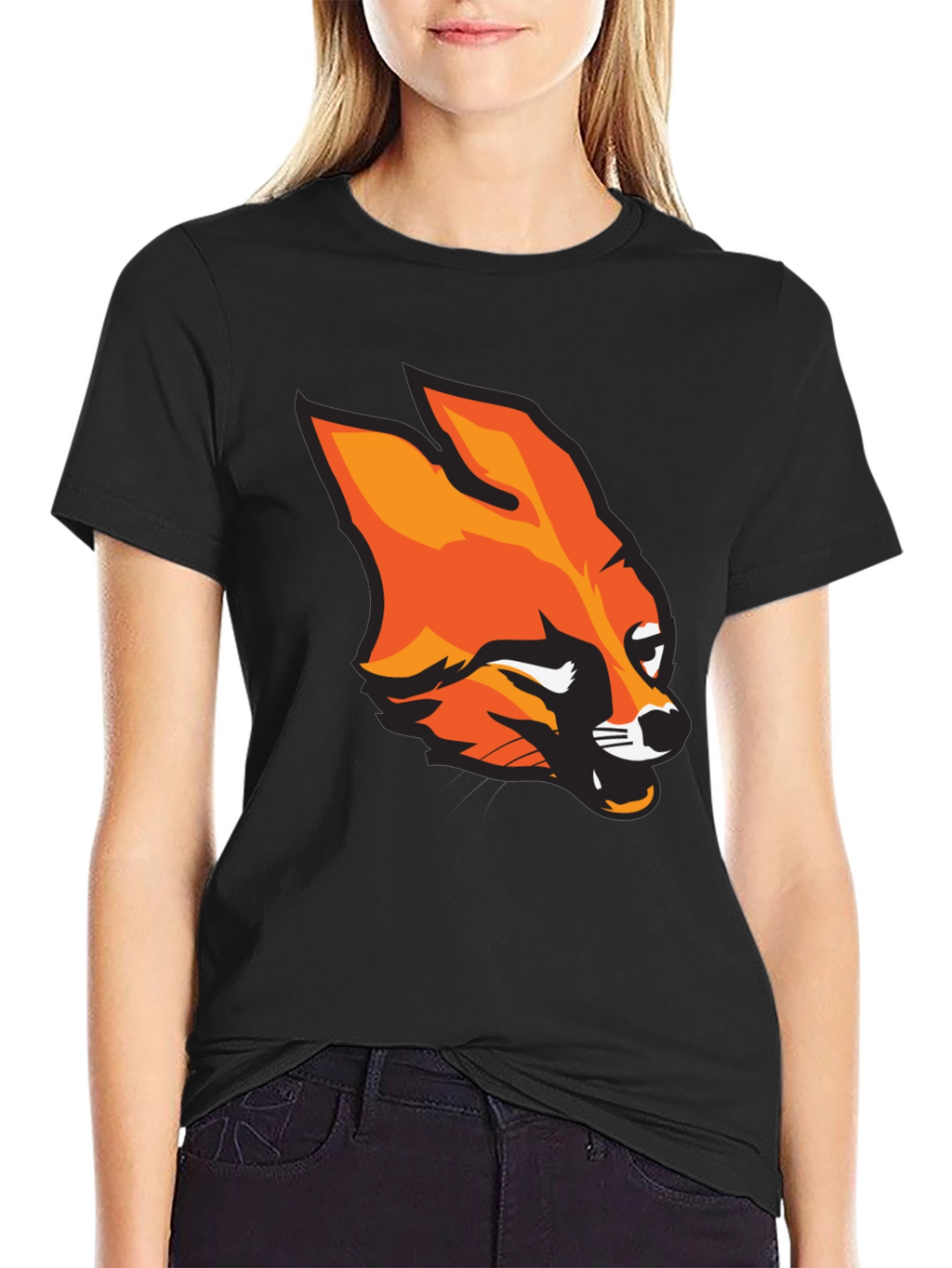 Mens Black T-Shirt with Bold Fox Graphic