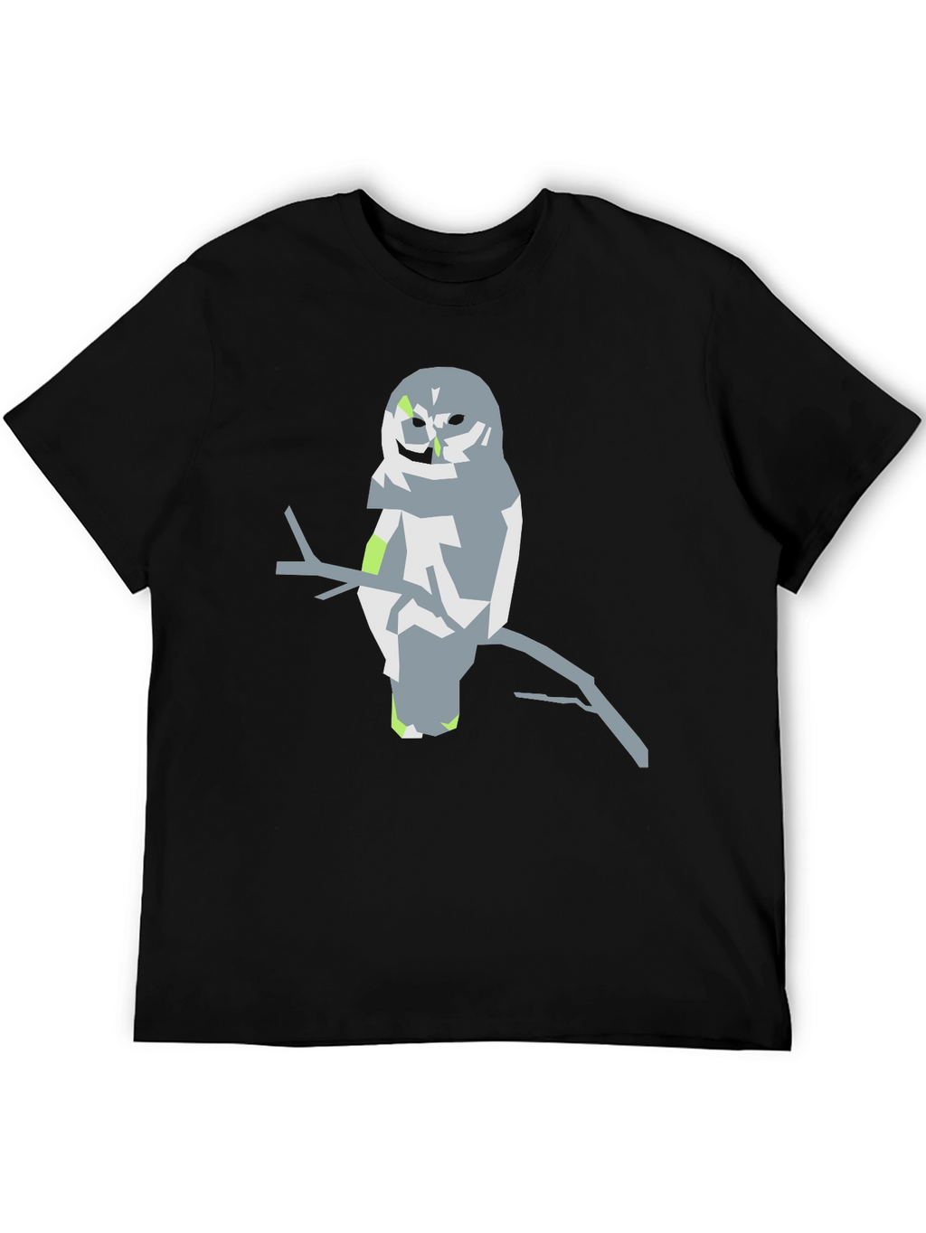 Abstract Owl Graphic Tee - Black Cotton Blend Shirt