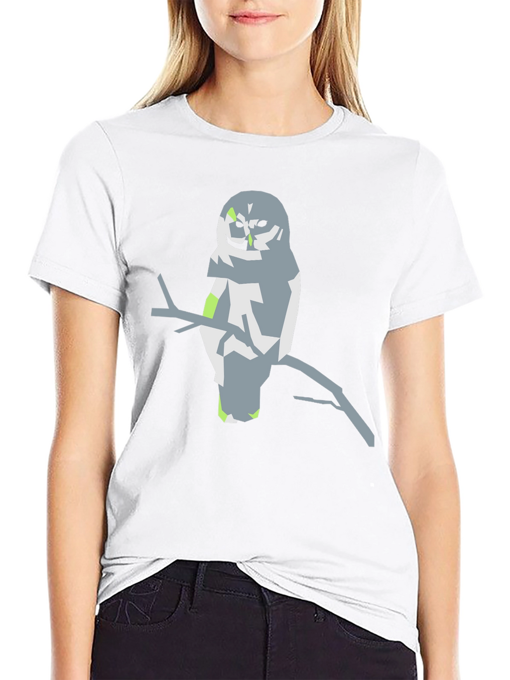 Abstract Owl Graphic Tee - Black Cotton Blend Shirt