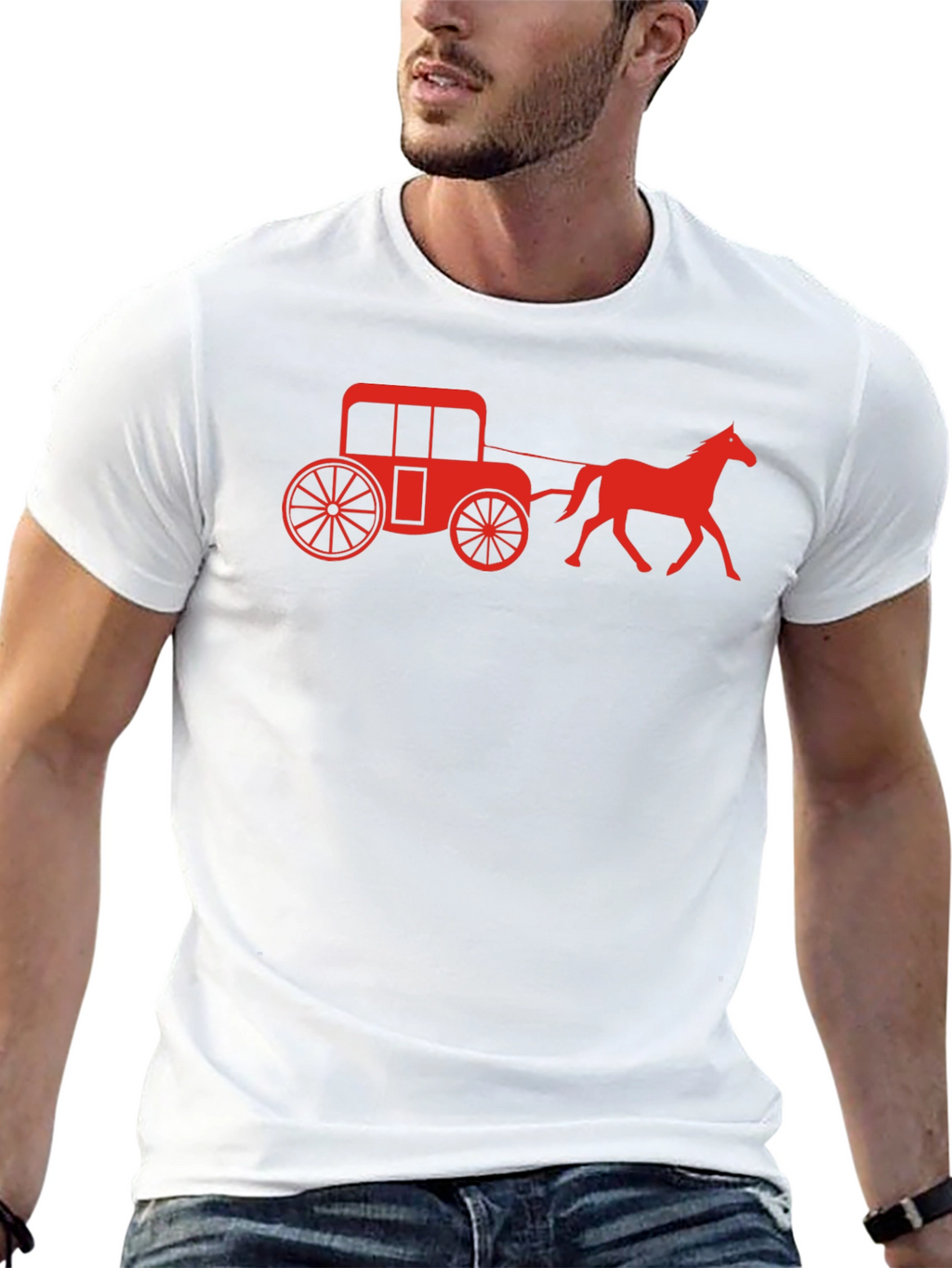Horse Drawn Carriage Graphic Tee - Black