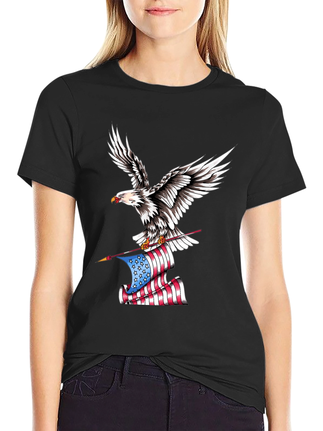 Eagle American Flag Graphic Tee - Patriotic Style