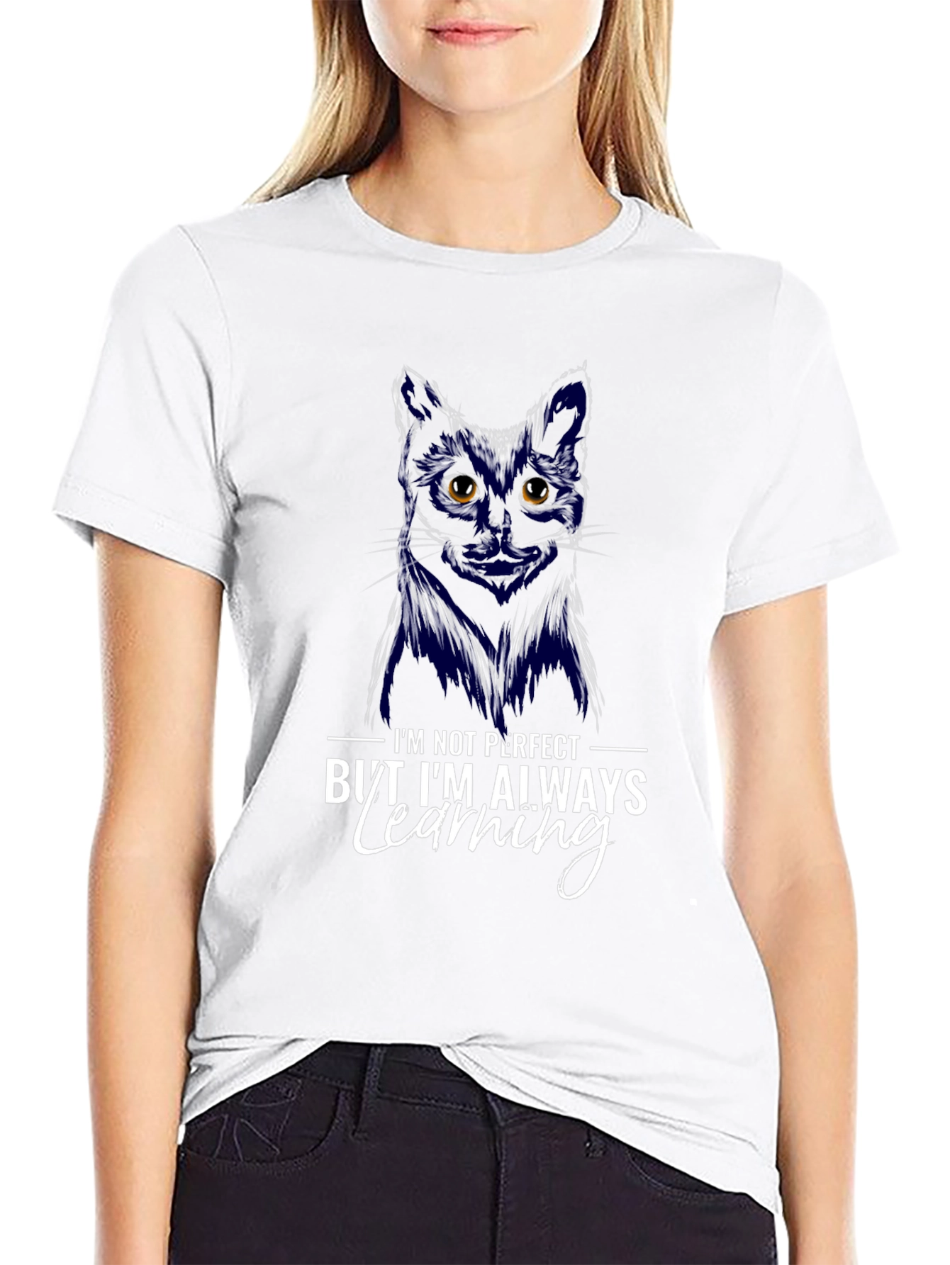 Black Cat T-Shirt - Always Learning Graphic Tee