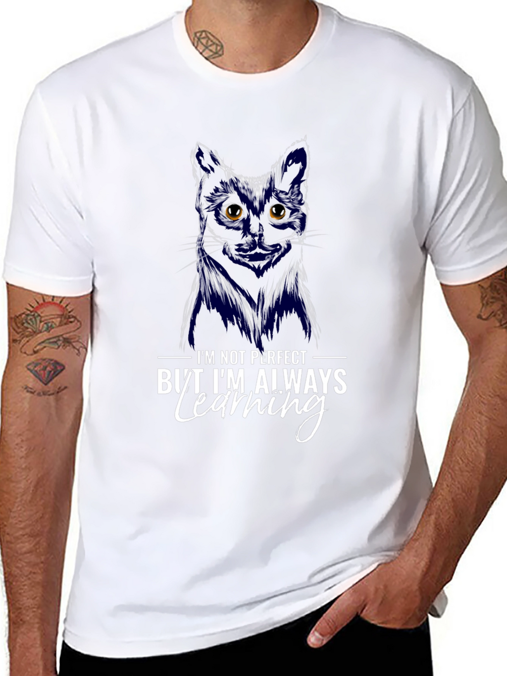 Black Cat T-Shirt - Always Learning Graphic Tee