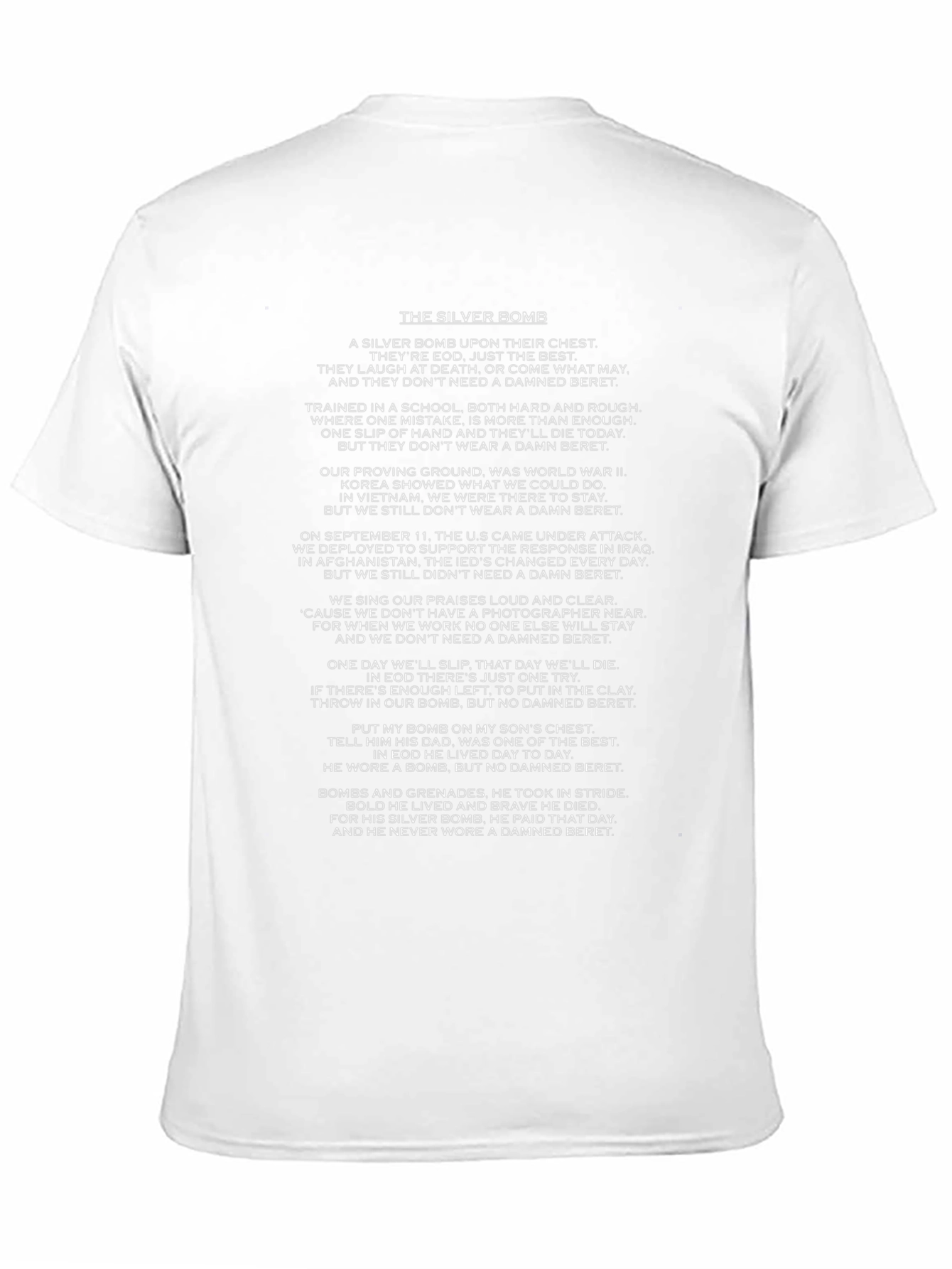 The Silver Bomb EOD Poem Black T-Shirt