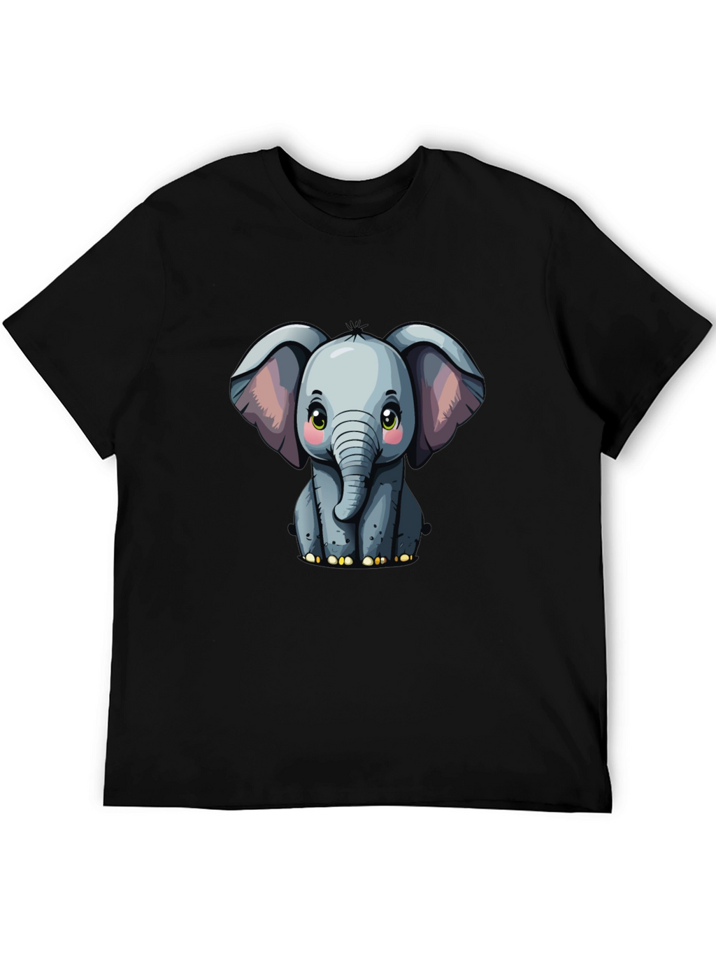 Cute Baby Elephant Graphic Tee - Black T-Shirt