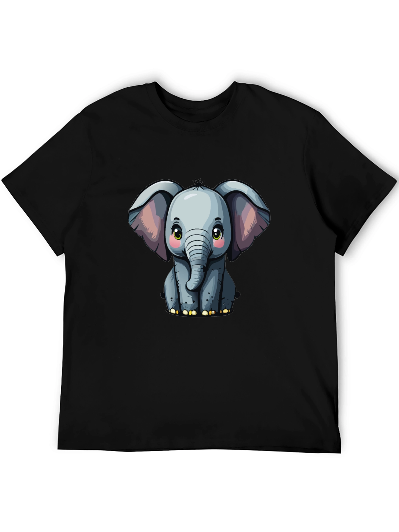 Cute Baby Elephant Graphic Tee - Black T-Shirt