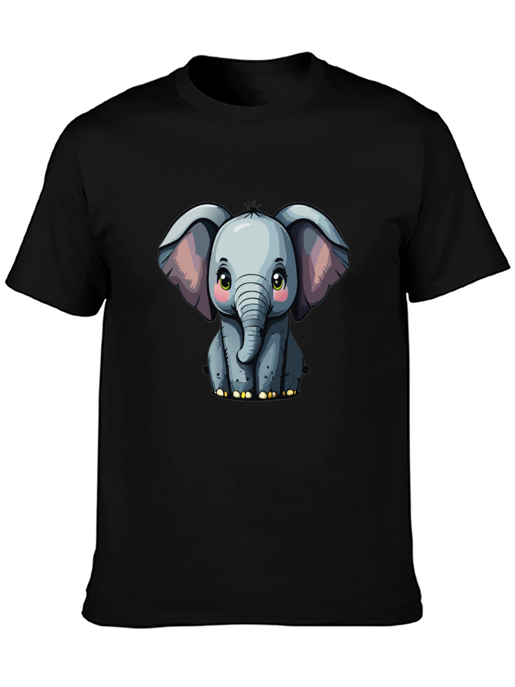 Cute Baby Elephant Graphic Tee - Black T-Shirt