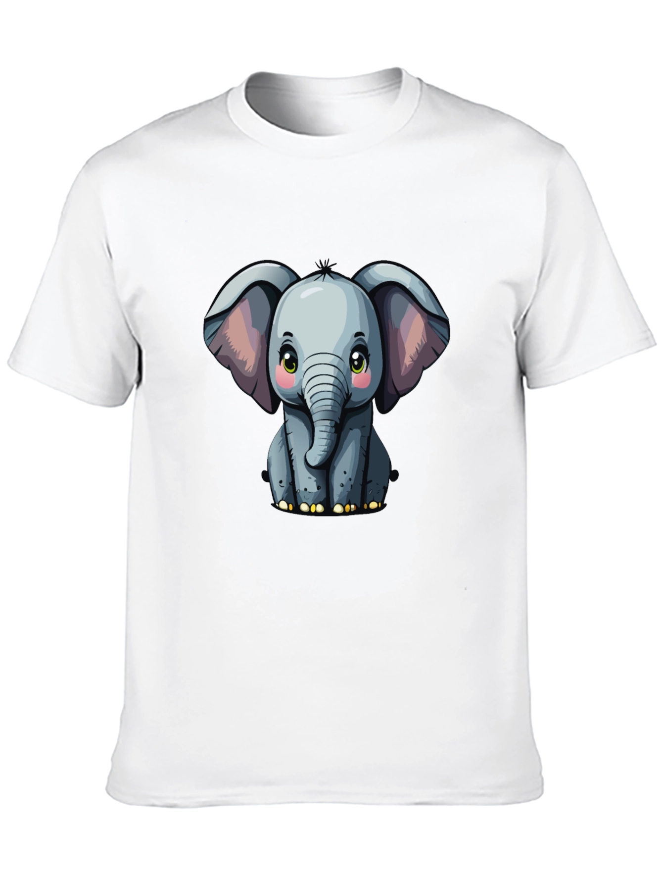 Cute Baby Elephant Graphic Tee - Black T-Shirt