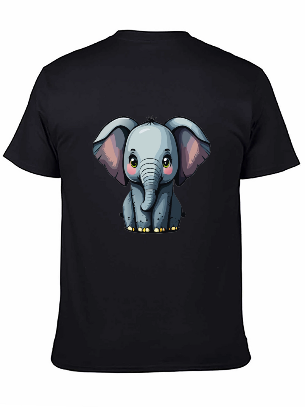 Cute Baby Elephant Graphic Tee - Black T-Shirt