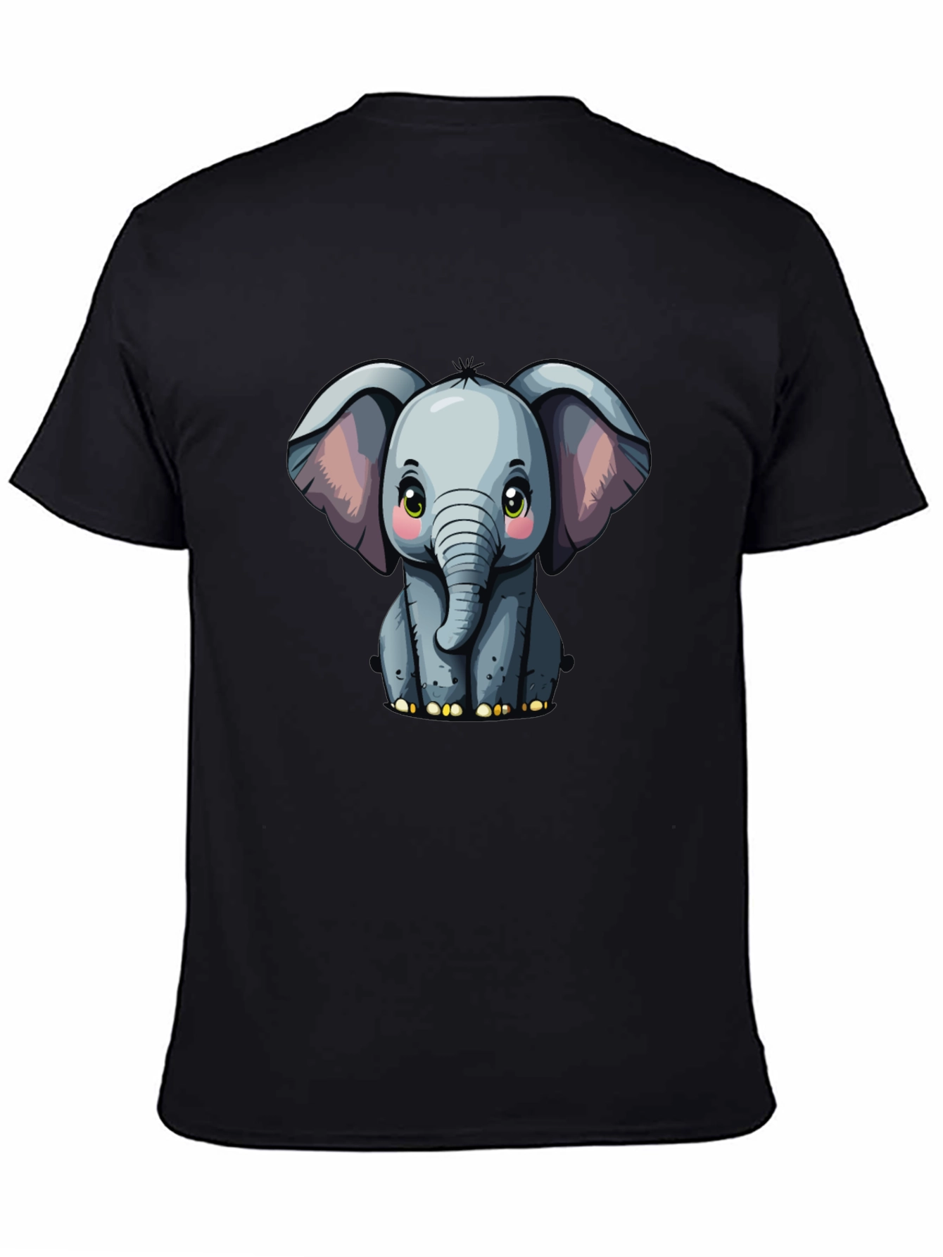 Cute Baby Elephant Graphic Tee - Black T-Shirt