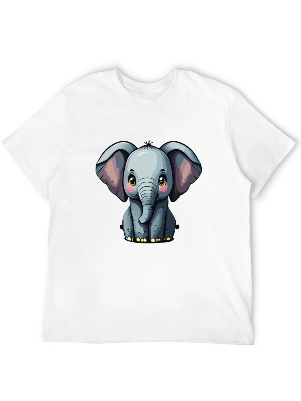 Cute Baby Elephant Graphic Tee - Black T-Shirt
