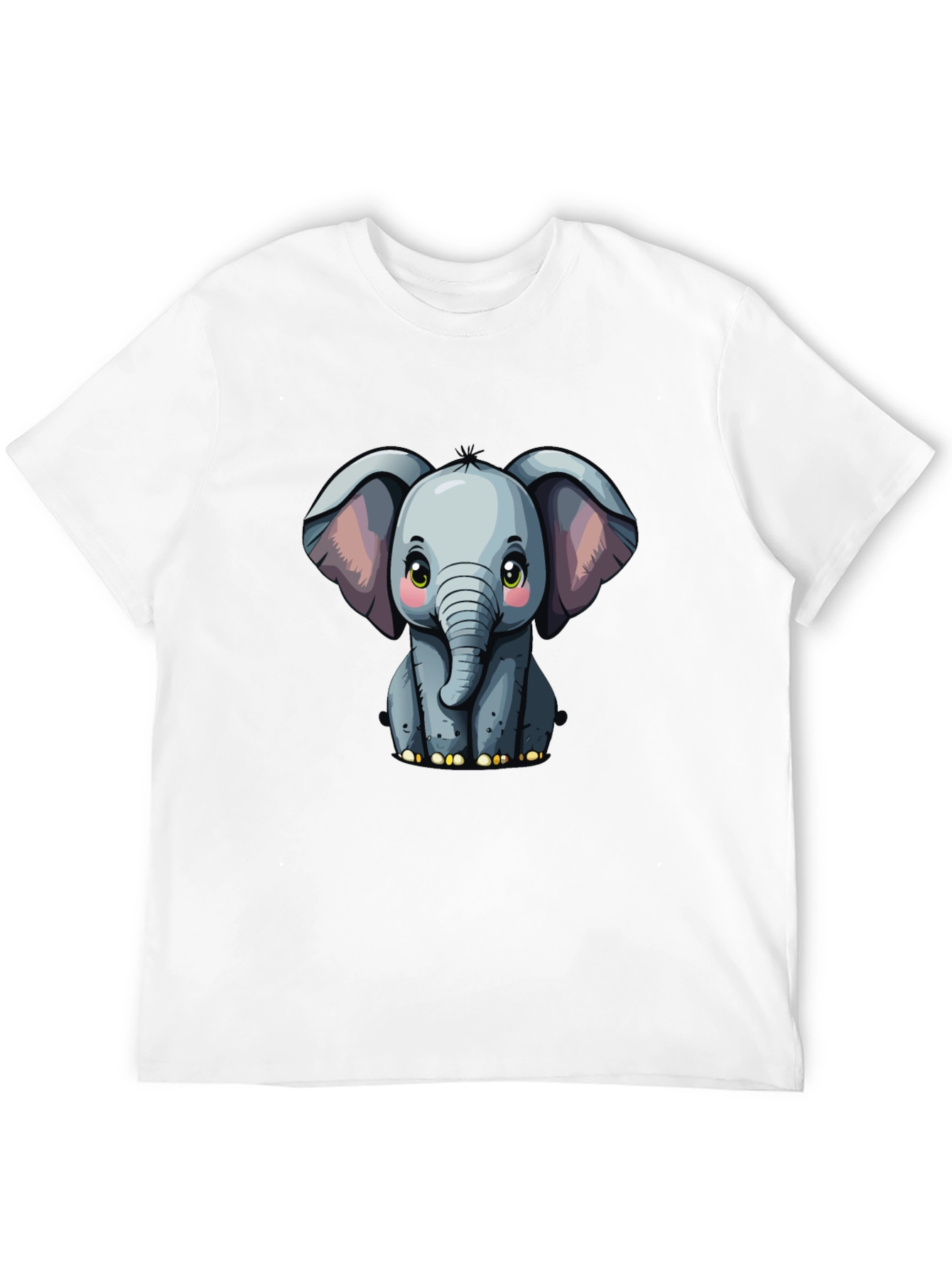 Cute Baby Elephant Graphic Tee - Black T-Shirt